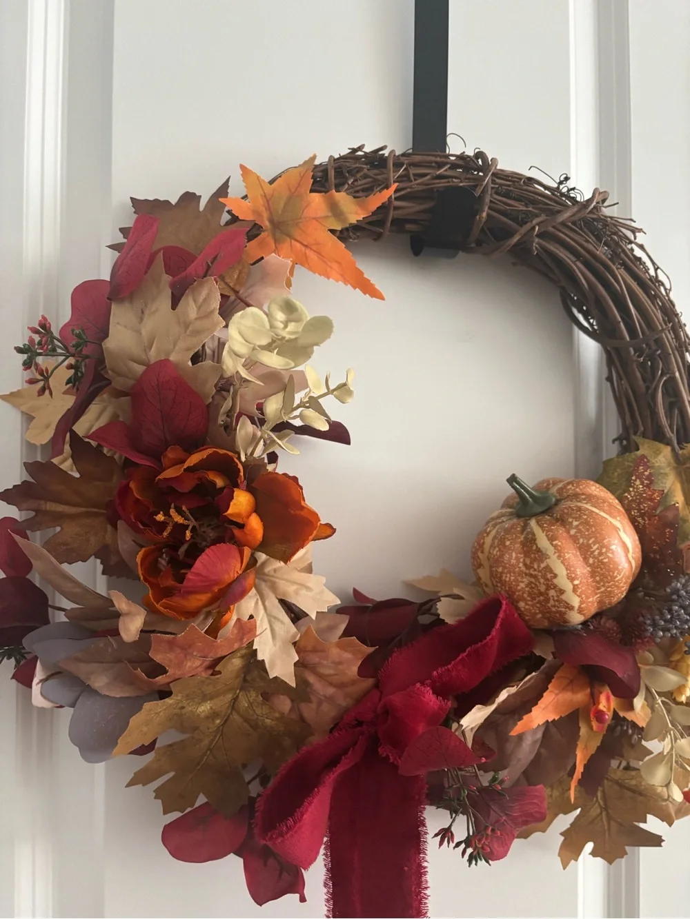 Autumn Harvest Fall Handmade Wreath w/Burgundy Touches Custom Design Final Sale